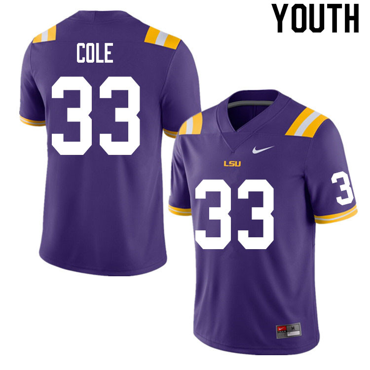 Youth #33 Lloyd Cole LSU Tigers College Football Jerseys Sale-Purple